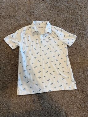 abercrombie kids White Polo with Blue Palm Print